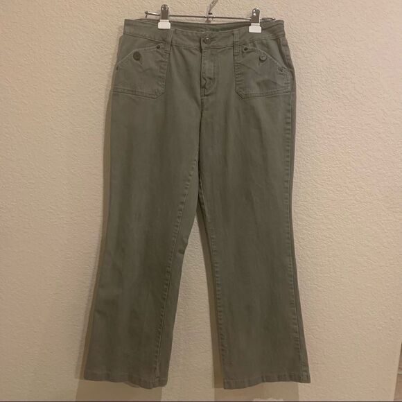 Gitano Drab Green Jeans Size 10 Military Stretch Button Pocket GUC - Picture 2 of 8